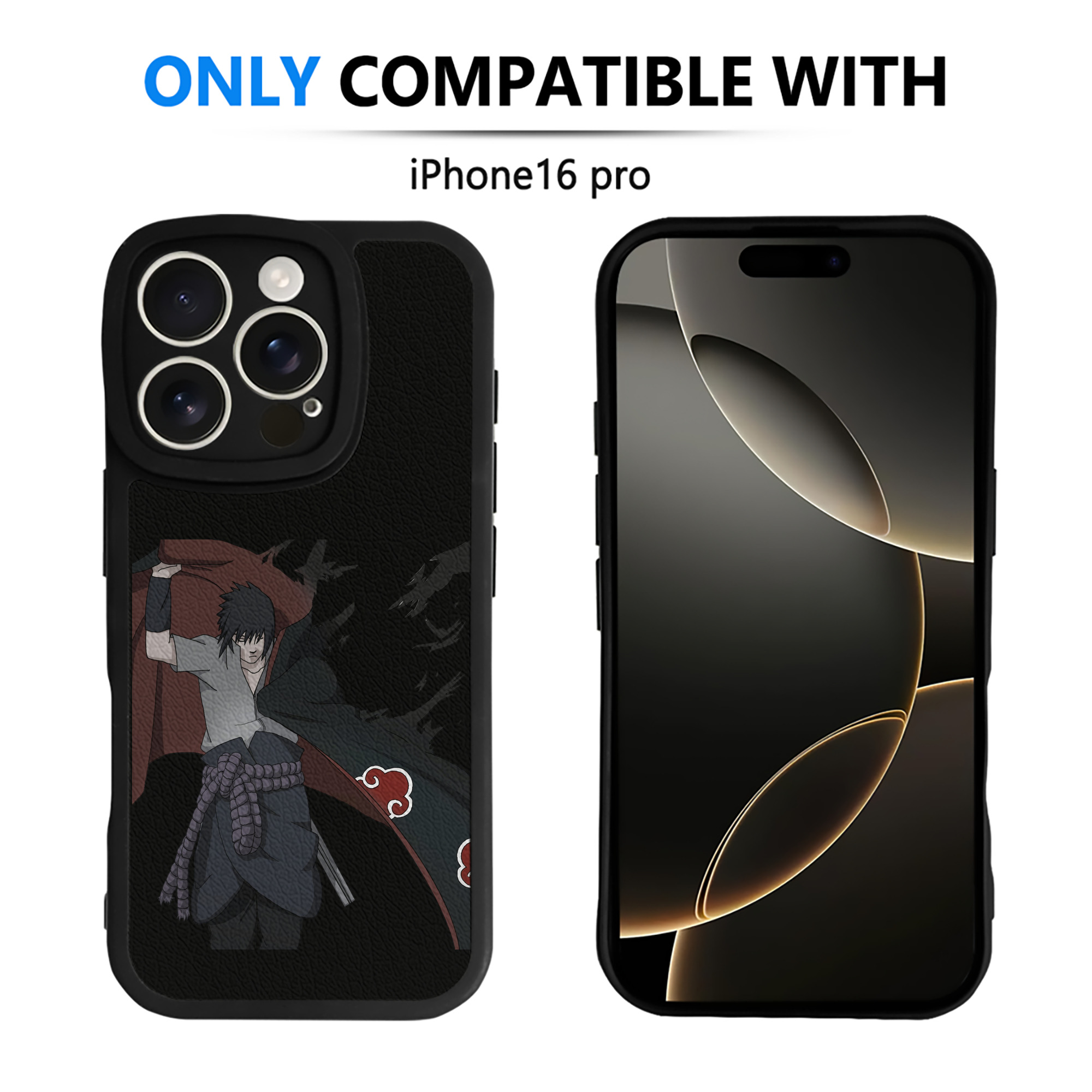 （画像用） NARUTO -ナルト- うちは サスケ Uchiha Sasuke 【iPhone 16シリーズ対応】シリコンスマホケース（レザー調） 材質：シリコン